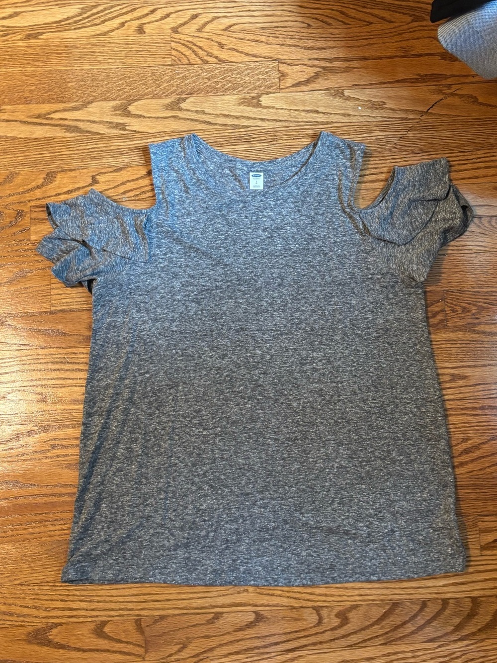 Old Navy Gray Cold Shoulder Linen Blend Flutter Sleeve Top Women's Large